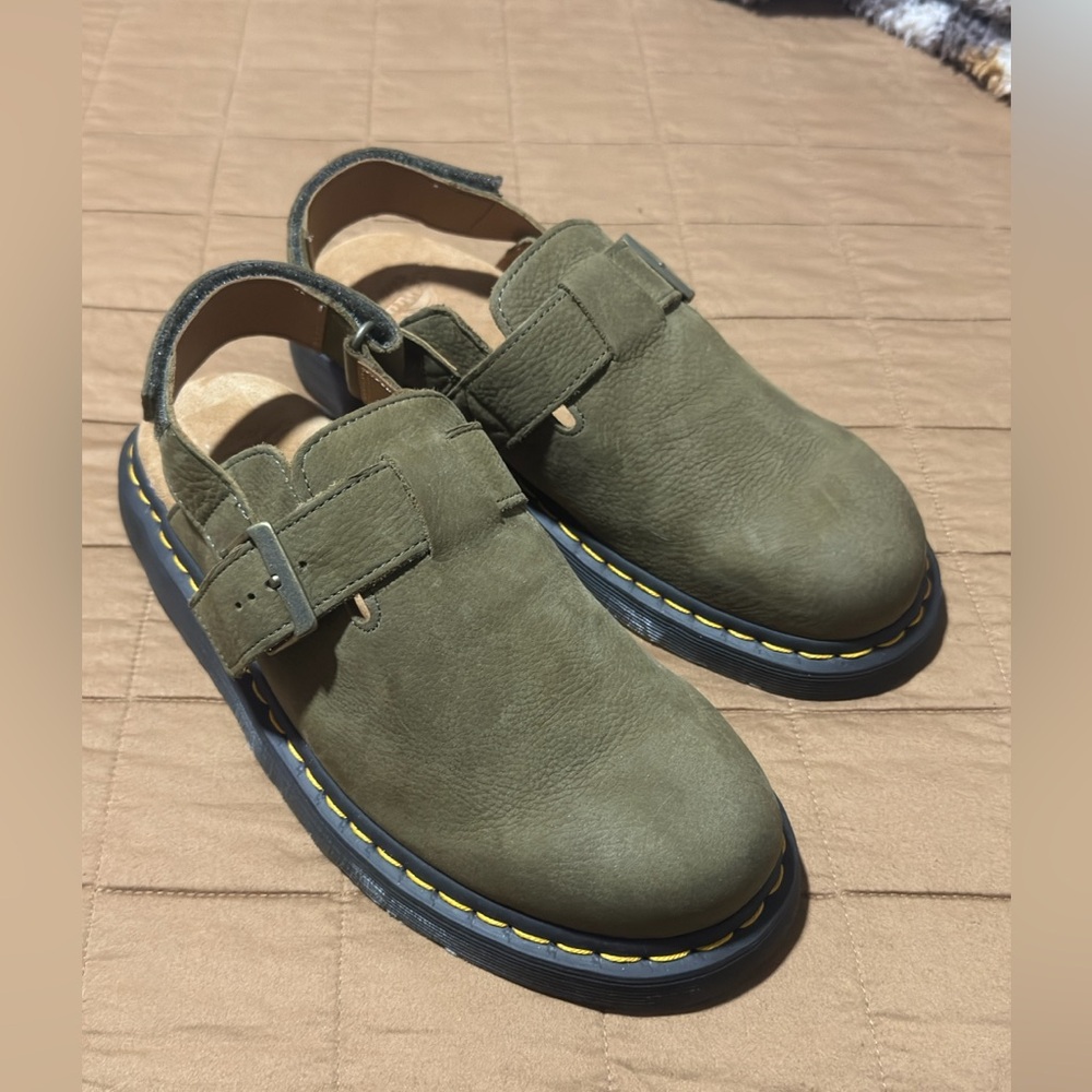 Dr. Martens Olive Green Suede Slingback Clog - Picture 3 of 4